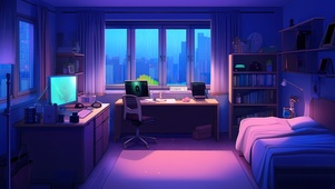 雨夜卧室