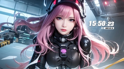 科幻风粉色头发美少女