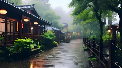 雨天的小镇道路