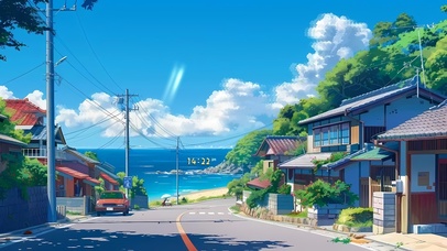 蓝天大海小镇