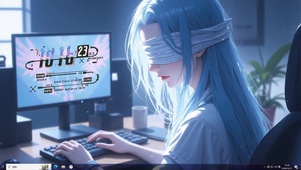 纯欲蓝发电竞女孩主题
