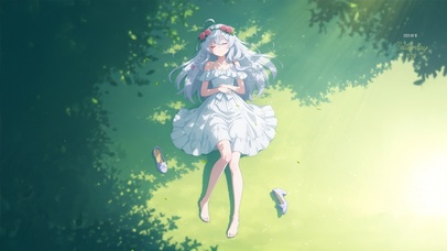 唯美夏日草地少女