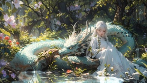 溪边少女和龙