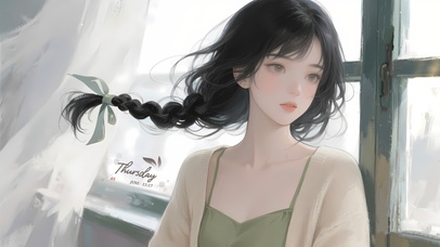 清冷忧伤马尾女孩