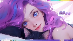 清纯少女与黑猫