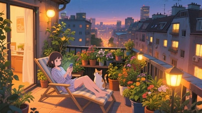 在阳台玩手机的女孩