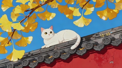 可爱国风墙头猫咪