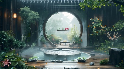 唯美江南雨季小院