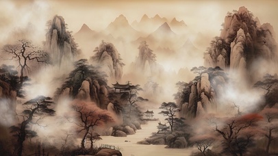 水墨AI古风山水