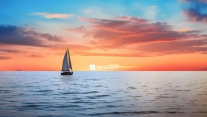 晚霞海面帆船