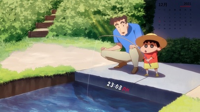 蜡笔小新 父子垂钓