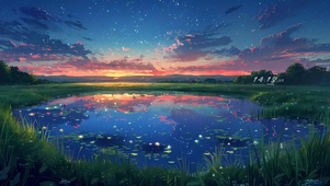 星空下湖泊