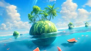夏日大海西瓜