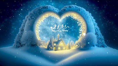 唯美雪天心形屋