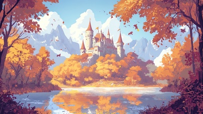 秋天里的森林城堡