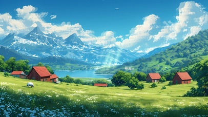 4K唯美春日乡村美景