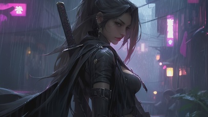 【4K】暴雨美女剑客