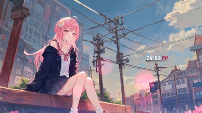 可爱街道粉发少女