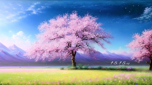 4K油画梦幻樱花树