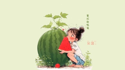 吃西瓜的女孩