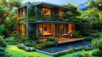 护眼治愈山间别墅