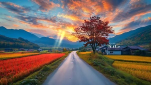 乡村晚霞小路
