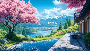 门前樱花小池