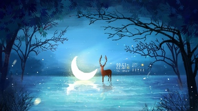 4k 梦幻森林湖中月