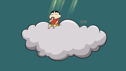 4K坐在棉花云上吃棉花糖的小新