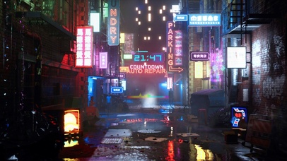 赛博朋克城市街道