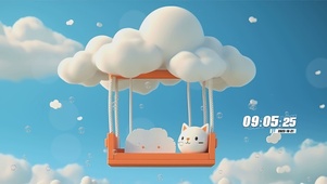 简约云朵可爱猫咪
