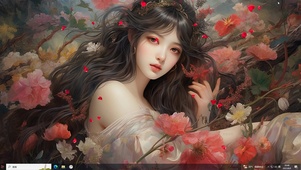 4k玫瑰丛中的美女 AI绘画