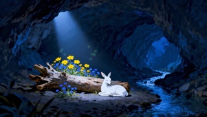 洞中休憩的白鹿