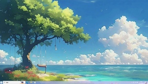 绿色护眼海边-桌面主题