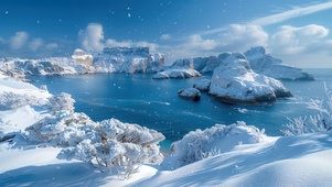 冬季积雪半岛海岸