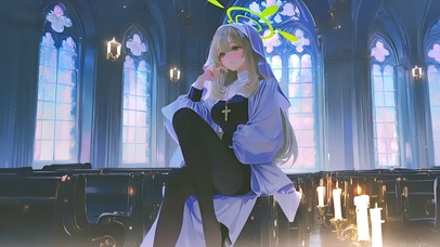 十六夜野宫-黑丝修女制服美女