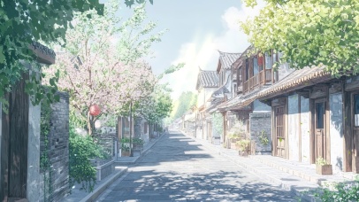 满满阳光的小城风景