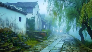 云雾缭绕的乡村