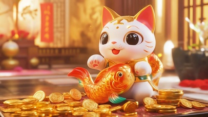 招财猫咪和锦鲤