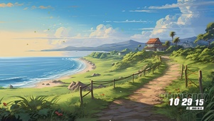 夕阳海滩