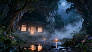 林隐山庐藤木寂，月悬空界悟尘心