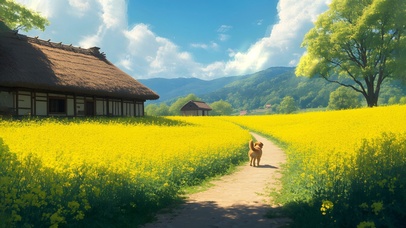 春日乡村油菜花田美好时光02