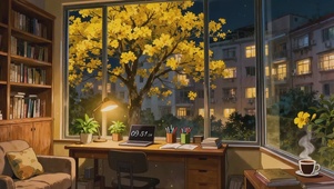 夜晚的窗外