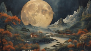 水墨山水国画大自然风景