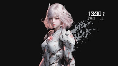 简约机甲少女时钟