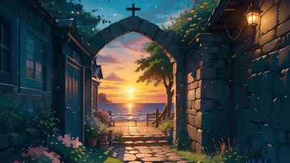 傍晚通往大海的小路