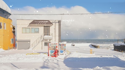 唯美北海道下雪天风景