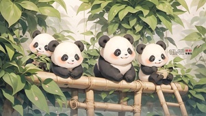 可爱竹竿熊猫