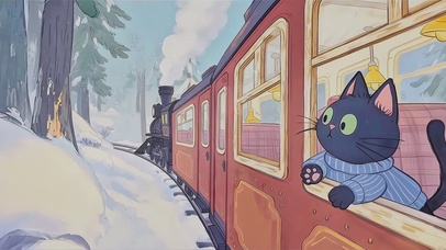 火车上的好奇小猫