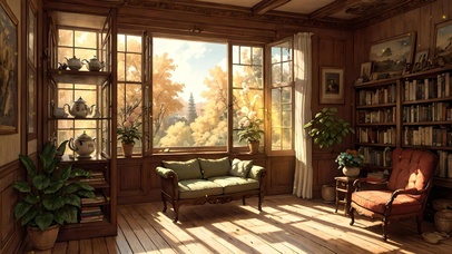 初秋午后书房